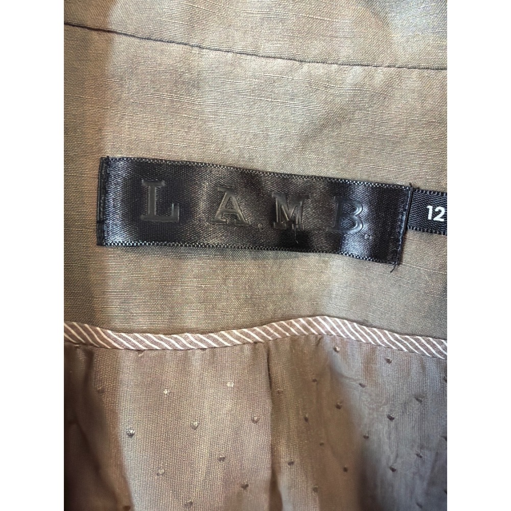 L.A.M.B. Asymmetrical Zip Linen Silk Blazer Women Size 12 Y2K Gwen Stefani - Picture 3 of 8